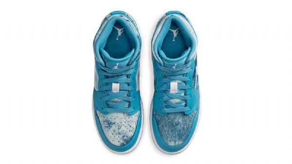 Nike Air Jordan 1 Mid Tops Gs Washed Sko Dame Turkis