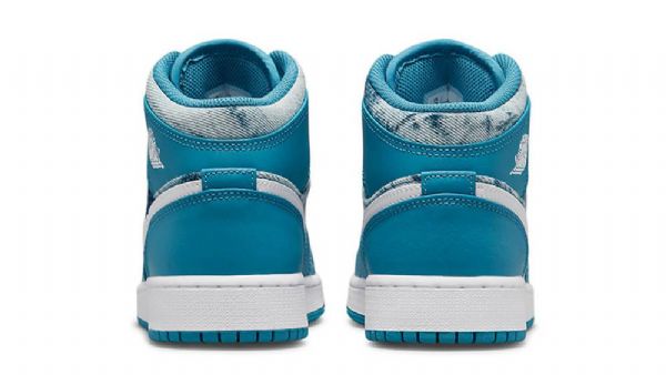 Nike Air Jordan 1 Mid Tops Gs Washed Sko Dame Turkis