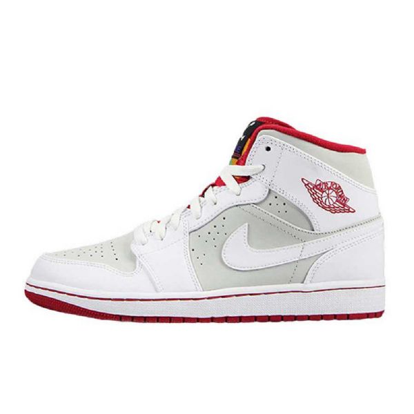 Nike Air Jordan 1 Mid Tops Hare Sko Herre Hvite Grå