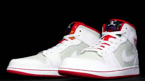 Nike Air Jordan 1 Mid Tops Hare Sko Herre Hvite Grå