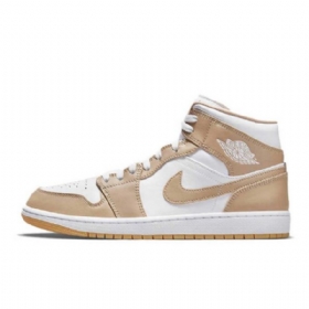 Nike Air Jordan 1 Mid Tops Hemp Sko Dame Brune Hvite