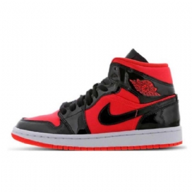 Nike Air Jordan 1 Mid Tops Hot Punch Sko Dame Svarte Rød