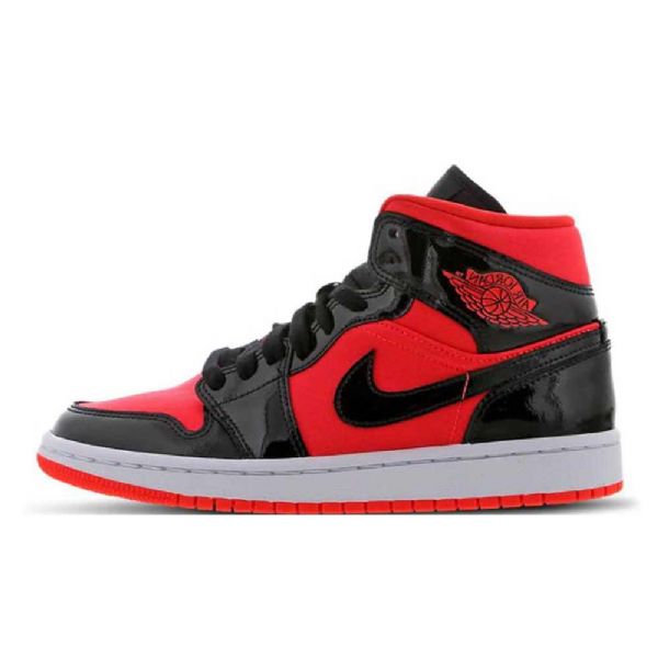 Nike Air Jordan 1 Mid Tops Hot Punch Sko Herre Svarte Rød