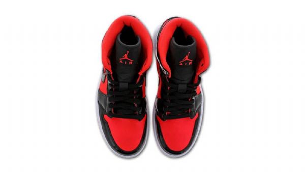 Nike Air Jordan 1 Mid Tops Hot Punch Sko Herre Svarte Rød
