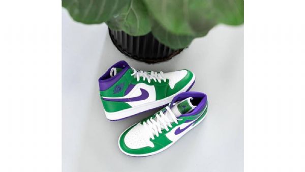 Nike Air Jordan 1 Mid Tops Hulk Sko Herre Grønn Lilla