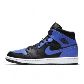 Nike Air Jordan 1 Mid Tops Hyper Royal Sko Dame Svarte Blå