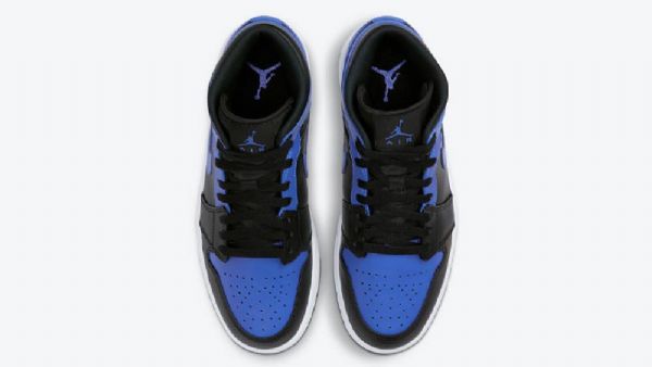 Nike Air Jordan 1 Mid Tops Hyper Royal Sko Herre Svarte Blå