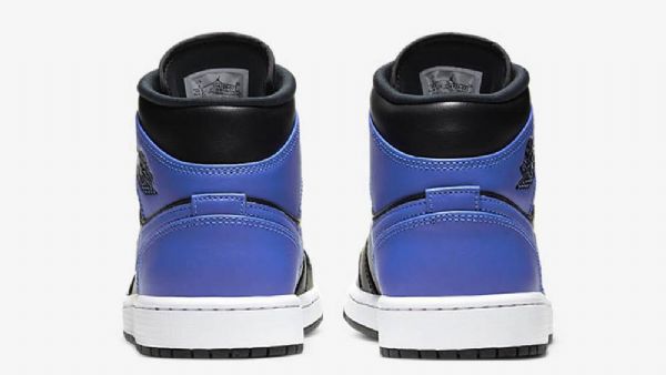 Nike Air Jordan 1 Mid Tops Hyper Royal Sko Herre Svarte Blå