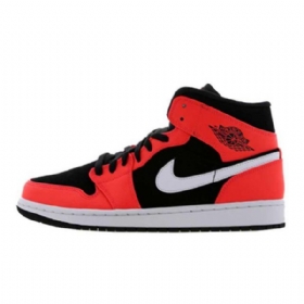 Nike Air Jordan 1 Mid Tops Infrared 23 Sko Herre Svarte Rød