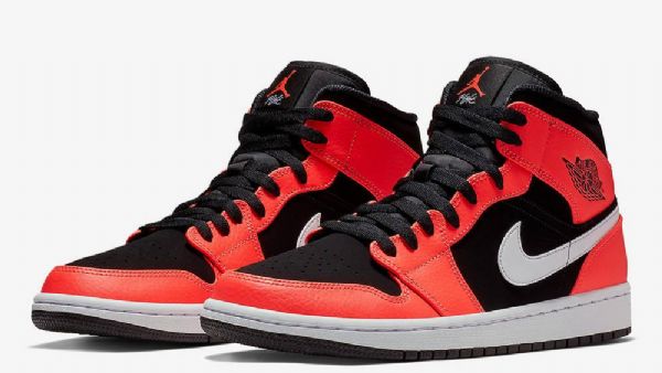 Nike Air Jordan 1 Mid Tops Infrared 23 Sko Herre Svarte Rød
