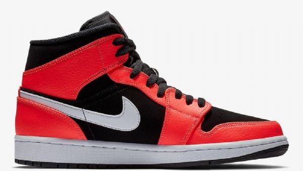 Nike Air Jordan 1 Mid Tops Infrared 23 Sko Herre Svarte Rød