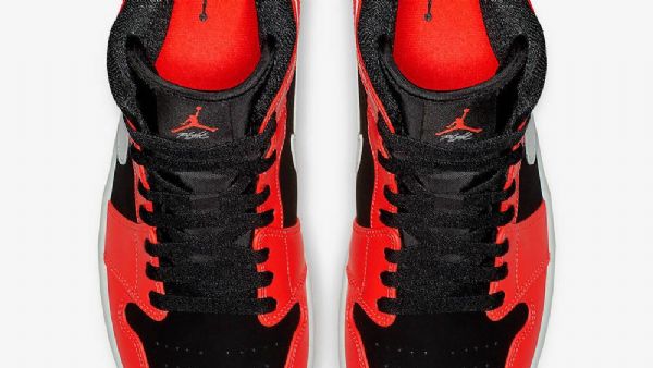 Nike Air Jordan 1 Mid Tops Infrared 23 Sko Herre Svarte Rød
