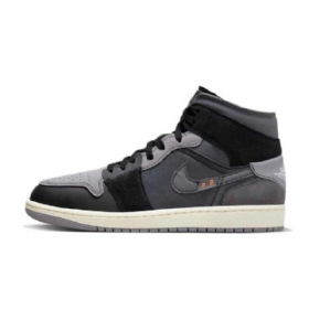 Nike Air Jordan 1 Mid Tops Inside Out Sko Dame Svarte Grå