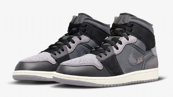 Nike Air Jordan 1 Mid Tops Inside Out Sko Herre Svarte Grå