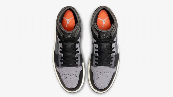 Nike Air Jordan 1 Mid Tops Inside Out Sko Herre Svarte Grå