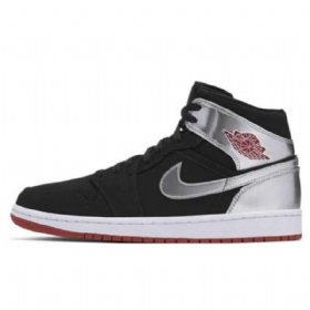 Nike Air Jordan 1 Mid Tops Johnny Kilroy Sko Herre Svarte Sølv