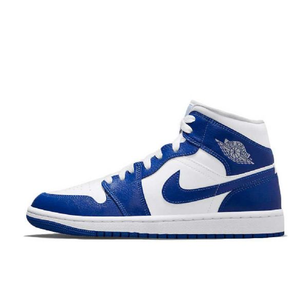 Nike Air Jordan 1 Mid Tops Kentucky Sko Dame Blå Hvite