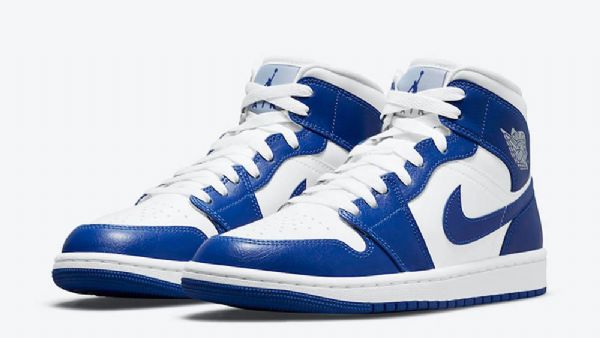 Nike Air Jordan 1 Mid Tops Kentucky Sko Herre Blå Hvite