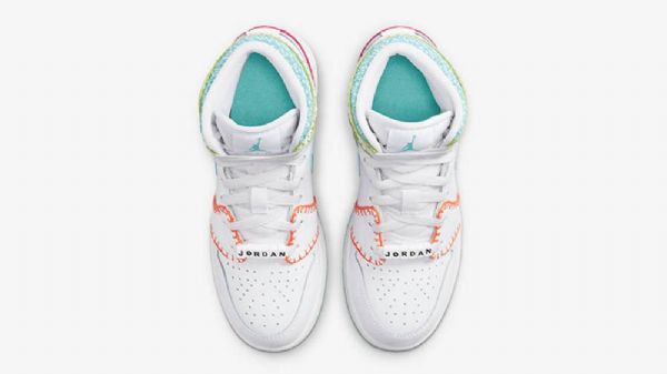 Nike Air Jordan 1 Mid Tops Knit Gs Sko Dame Hvite Multicolor