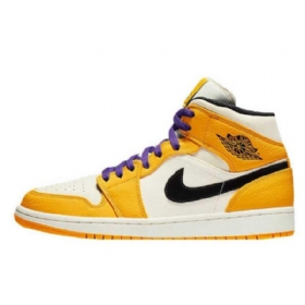 Nike Air Jordan 1 Mid Tops Lakers Sko Herre Gul