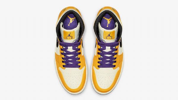 Nike Air Jordan 1 Mid Tops Lakers Sko Herre Gul