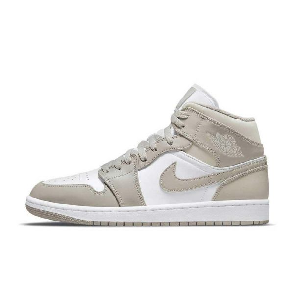 Nike Air Jordan 1 Mid Tops Linen Sko Dame Olivengrønne Hvite