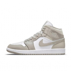 Nike Air Jordan 1 Mid Tops Linen Sko Dame Olivengrønne Hvite