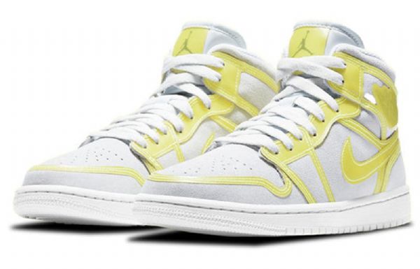 Nike Air Jordan 1 Mid Tops Lx Retro Basketball Shoes Dame Hvite Gul