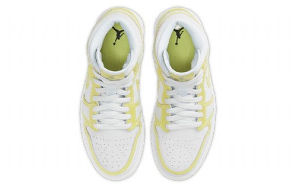 Nike Air Jordan 1 Mid Tops Lx Retro Basketball Shoes Dame Hvite Gul
