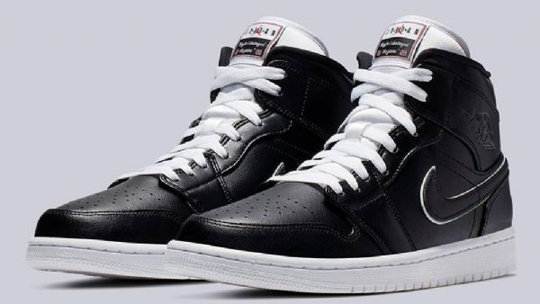 Nike Air Jordan 1 Mid Tops Maybe Sko Herre Svarte