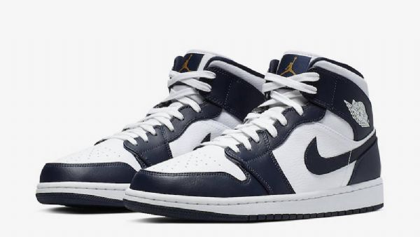 Nike Air Jordan 1 Mid Tops Obsidian Sko Herre Hvite