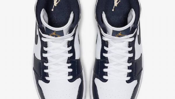Nike Air Jordan 1 Mid Tops Obsidian Sko Herre Hvite