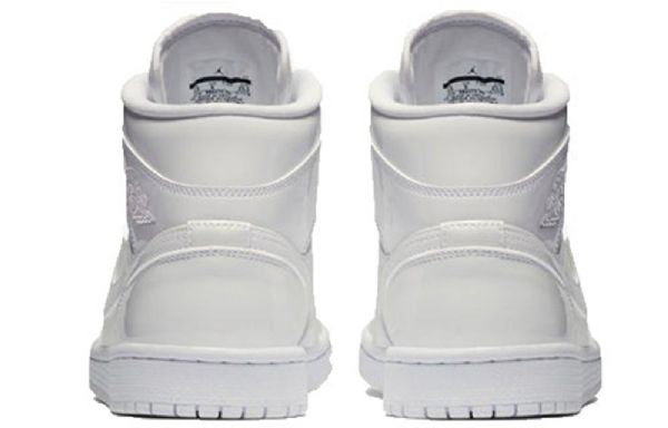 Nike Air Jordan 1 Mid Tops Patent Retro Basketball Shoes Dame Hvite