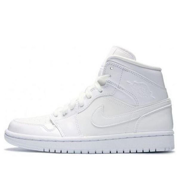 Nike Air Jordan 1 Mid Tops Patent Retro Basketball Shoes Dame Hvite