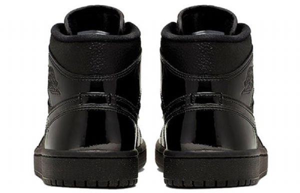 Nike Air Jordan 1 Mid Tops Patent Retro Basketball Shoes Dame Svarte