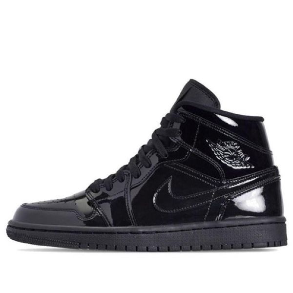 Nike Air Jordan 1 Mid Tops Patent Se Retro Basketball Shoes Dame Svarte