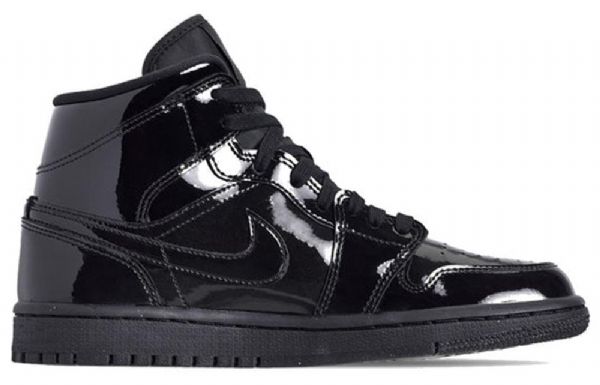Nike Air Jordan 1 Mid Tops Patent Se Retro Basketball Shoes Dame Svarte