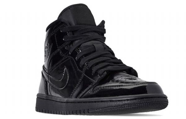 Nike Air Jordan 1 Mid Tops Patent Se Retro Basketball Shoes Dame Svarte