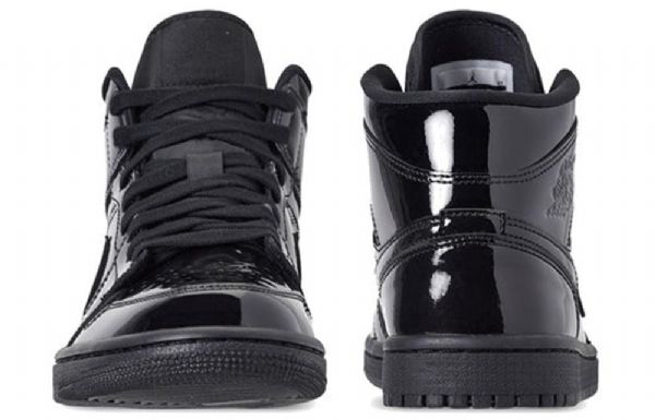 Nike Air Jordan 1 Mid Tops Patent Se Retro Basketball Shoes Dame Svarte