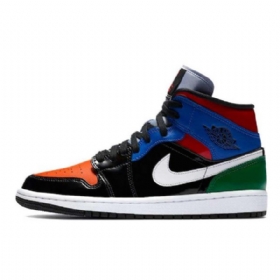 Nike Air Jordan 1 Mid Tops Patent Sko Herre Multicolor