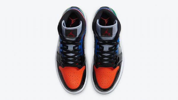 Nike Air Jordan 1 Mid Tops Patent Sko Herre Multicolor