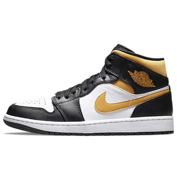 Nike Air Jordan 1 Mid Tops Pollen Sko Dame Svarte Hvite Brune