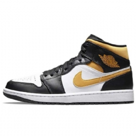 Nike Air Jordan 1 Mid Tops Pollen Sko Dame Svarte Hvite Brune
