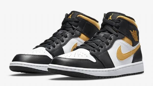 Nike Air Jordan 1 Mid Tops Pollen Sko Dame Svarte Hvite Brune