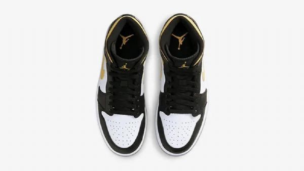 Nike Air Jordan 1 Mid Tops Pollen Sko Dame Svarte Hvite Brune