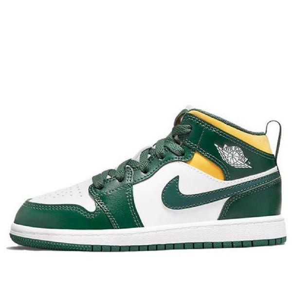 Nike Air Jordan 1 Mid Tops Ps Retro Basketball Shoes Herre Grønn Svarte
