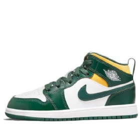 Nike Air Jordan 1 Mid Tops Ps Retro Basketball Shoes Herre Grønn Svarte