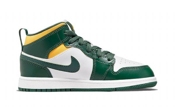 Nike Air Jordan 1 Mid Tops Ps Retro Basketball Shoes Herre Grønn Svarte
