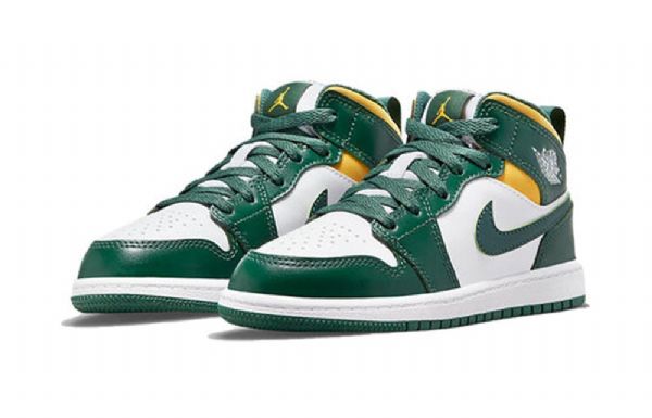 Nike Air Jordan 1 Mid Tops Ps Retro Basketball Shoes Herre Grønn Svarte