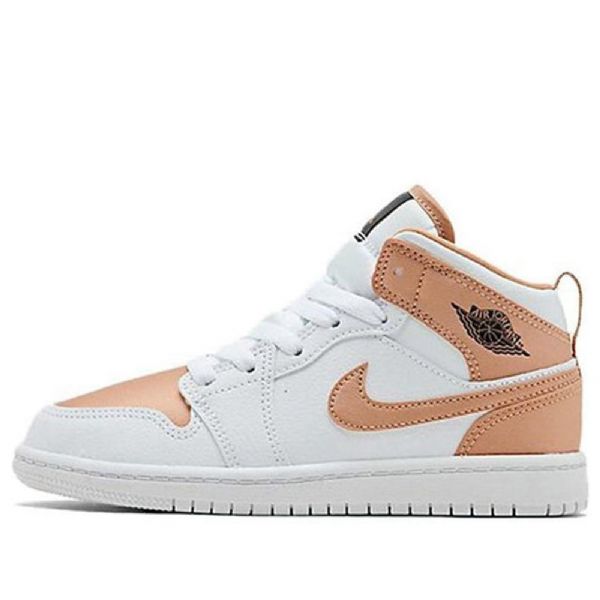 Nike Air Jordan 1 Mid Tops Ps Retro Basketball Shoes Herre Hvite Rosa Gull